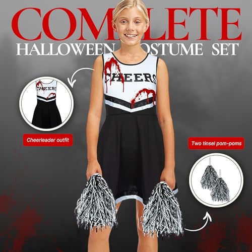 Disfraz de animadora zombi de Halloween para niñas con tubo de sangre falsa - Disfraces para fiestas REDSTAR