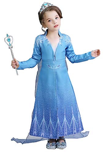 Disfraz de niña Elsa - carnaval - disfraces para niña - halloween - deluxe - capa - 2 - navidad - dibujos animados - color azul - 3/4 años