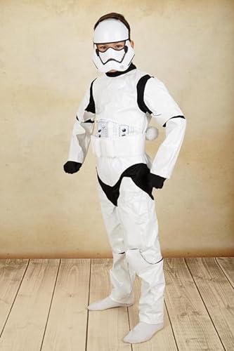Disfraz de Stormtrooper, Guerras Estelares, Traje blanco + máscara, Unisex, Halloween, Carnaval, Cosplay, Unisex, para niños, L (9-10 años)