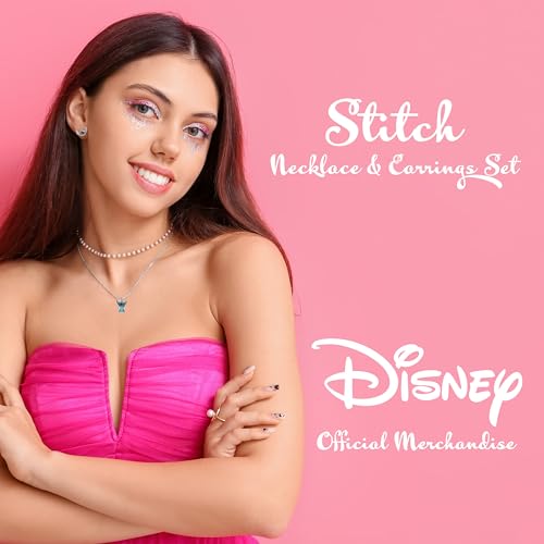 Disney Juegos de Joyas para Niña Pulsera Stitch Niña Aretes Pendientes Accesorios Lilo y Stitch Regalos Niña Navidad (Plata Stitch)
