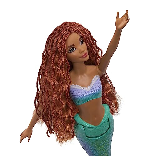 Disney La Sirenita Ariel sirena Muñeca con cola y aleta de purpurina, juguete +3 años (Mattel HLX08)