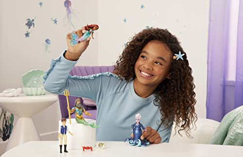 Disney La Sirenita Minis Pack de 4 muñecos pequeños con mascotas y accesorios, juguete +3 años (Mattel HLX19)