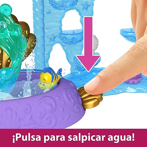Disney Princess Minis Castillo de Ariel Casa de muñecas La Sirenita 2 pisos con figura, muebles y accesorios, juguete +3 años (Mattel HLW95)