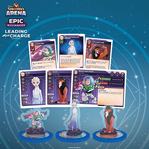 Disney Sorcerer’s Arena: Epic Alliances Leading The Charge Expansion | Featuring Buzz Lightyear, Scar, and Elsa | Officially-Licensed Disney Strategy & Family Board Game
