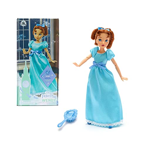 Disney Store Muñeca clásica de Wendy, Peter Pan, Altura: 27 cm, Incluye un Cepillo, muñeca Completamente articulada con un Vestido de Raso, para Mayores de 3 años