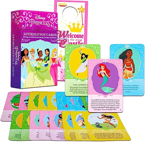 Disney Tarjetas de afirmación de princesa – Paquete con 52 tarjetas de afirmación de princesa que celebran la belleza interior, la amabilidad, el valor y más | Tarjetas de afirmación para niños