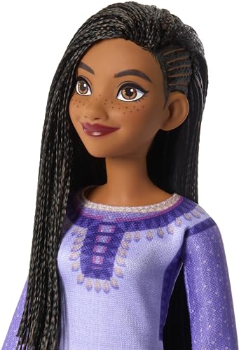 Disney Wish El Poder de los Deseos, Asha Muñeca con vestido morado y accesorios, inspirado en la película, juguete +3 años (Mattel HPX23)