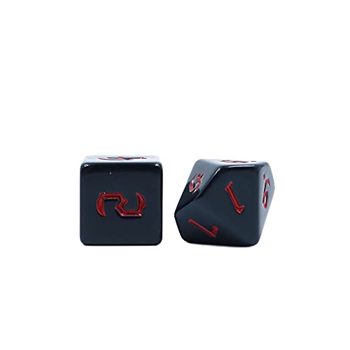 DollaTek Juego de 2 juegos de dados poliédricos negros de 7 troqueles compatibles con mazmorras y dragones DND juego de rol patrón rojo