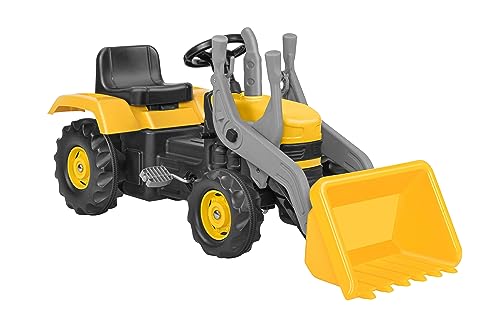 Dolu 41314 - Tractor de Pedales para niños Amarillo con Excavadora de Trabajo (113 x 53 x 45 cm)