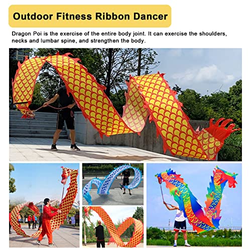 Dragon Dance Ribbon - Blue Dragon Fitness Ribbon, Flowy Spinning Silk Poi, Deportes al aire libre Dragon Dance Streamer con bolsa, Accesorios de ejercicio for padres, 20/26/33 pies de largo (Size : 8