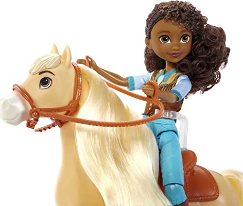 Dreamworks Spirit Spirit Rescue Ranch Pru y Chica Linda Muñeca con caballo de juguete y accesorios, regalo para niñas y niños +3 años (Mattel HFB90)