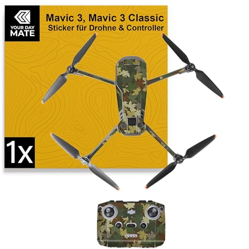 Drone Skin, 1 Set Compatible con DJI Mavic 3, DJI Mavic 3 Classic, Green Camo Design, Adhesivo Cara Drone, Drone, Protector de Pantalla de Camuflaje, Funda Exterior Pegamento