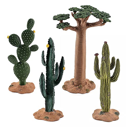 DUBENS 4 piezas modelo árbol mini árbol baobab árbol, árbol de cactus, árboles falsos en miniatura árbol artificial plantas falsas para manualidades, color verde