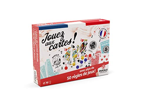 Ducale, Le Juego francés - Caja de 50 Reglas de Juegos - 2x54 Cartas, 100 fichas, folleto de 50 Reglas de Juegos - para Jugar en Familia o Entre Amigos