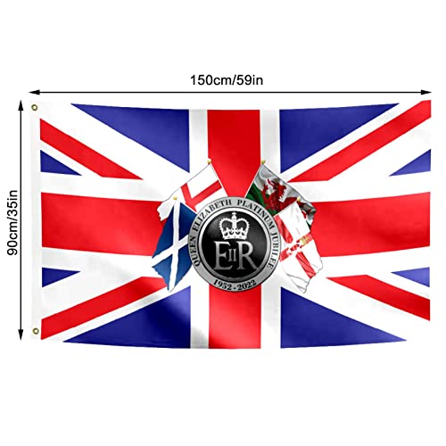 duhe189014 Bandera Platino la Isabel II - Bandera Union Jack 2022 con el 70.º Aniversario Su Majestad la | Bandera Gigante Recuerdo británico para decoración patriótica hogar