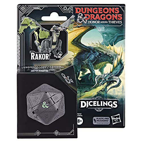 Dungeons & Dragons Honor Entre Ladrones, Dicelings Black Dragon Rakor, Monstruo D&D Coleccionable, Dado d20 Gigante Que se Convierte en Figura de acción, Dados para Juego de rol,F5212