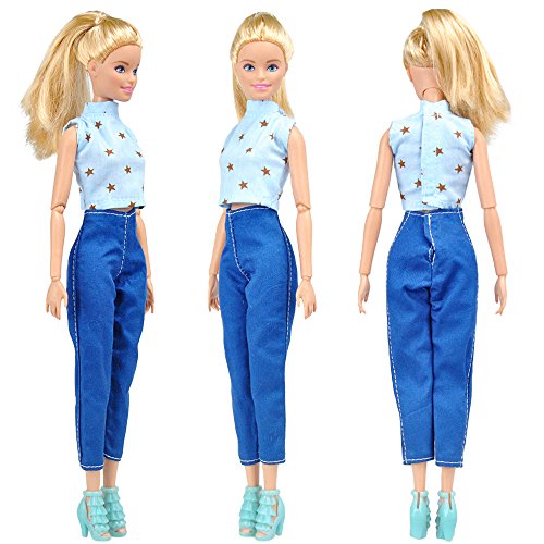 E-TING 5 sistemas calidad muñeca ropa blusa hecha a mano pantalones traje ropa de Sport para muñecas Barbie