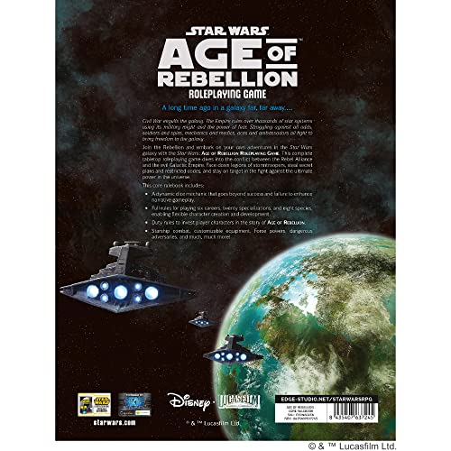 Edge, Star Wars Age of Rebellion RPG: Libro de Reglas Central, RPG, Edades 12 más, 2-4 Jugadores