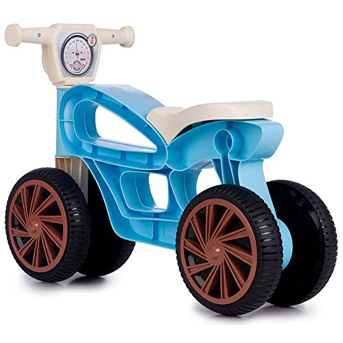 Educa Chicos - Correpasillos Mini Custom con Cuatro Ruedas para Mayor Estabilidad | Bicicleta de Equilibrio Bebe a Partir de 10 Meses, Moto Juguete Bebe 1 año | Azul (36013)