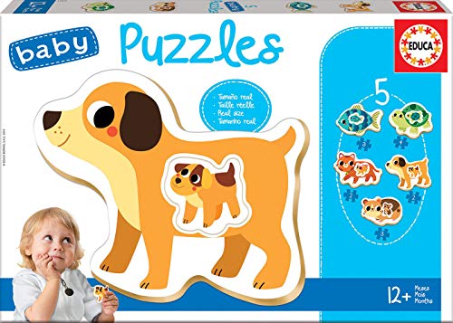 Educa - Set de 5 Puzzles Infantiles Progresivos de 2 a 4 Piezas. Baby Puzzles Animales Domésticos. A Partir de 12 Meses (17573)