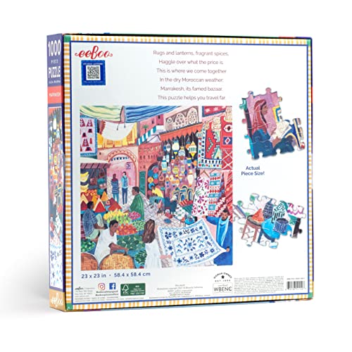eeBoo Puzzle 1000 Piezas de cartón Reciclado para Adultos, puzle sobre la Ciudad de Marrakech, Multicolor (PZTMRH)