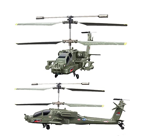 efaso Helicóptero teledirigido SYMA S109G Apache teledirigido con iluminación LED/giroscopios – Helicóptero teledirigido interior 3 canales ejército/militar mini helicóptero