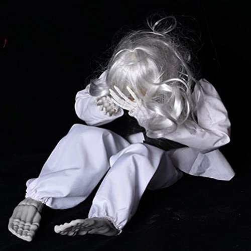 Egujiwa Muñeca fantasma de Halloween, control de voz, accesorio fantasma, decoración de fiesta de Halloween, accesorios para casa embrujada (A)