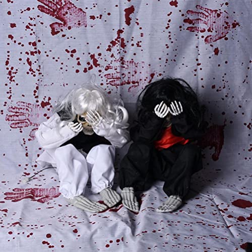 Egujiwa Muñeca fantasma de Halloween, control de voz, accesorio fantasma, decoración de fiesta de Halloween, accesorios para casa embrujada (A)