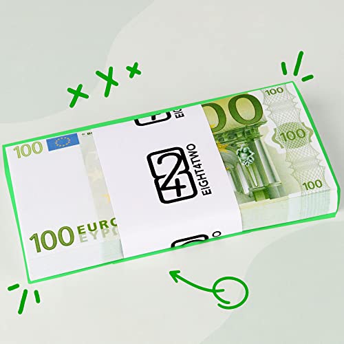 EIGHT4TWO® 100 x € 100 Dinero Juguete - Billetes de 100 Euros Falsos al 125% Dinero Real - Billetes Euros Falsos para Jugar - Fake Money - Billetes de Juguete no es Dinero Real (100 x 100€ - 125%)