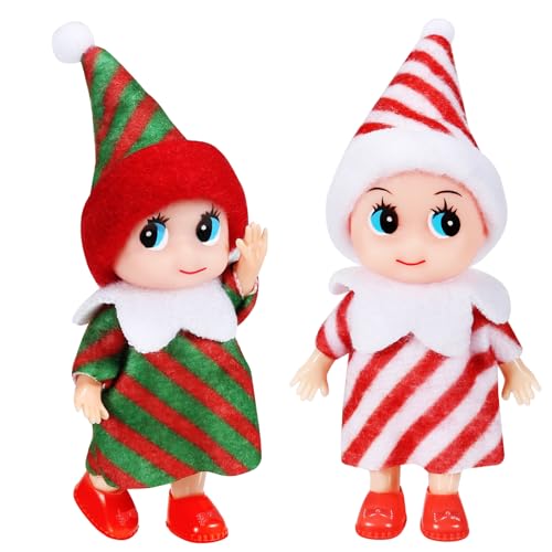 EKKONG Elfo Navidad Muñeco Elfos de Navidad Travieso 2 Piezas Muñecos Navidad Decoracion para Niño Niña Juguete de Decoraciones Navideñas