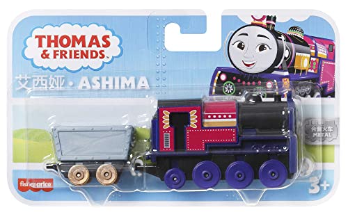 ​El Tren Thomas - Ashima Locomotora de Empuje de Metal, Tren de fundición con Carga de Cristales y Accesorios para Jugar con ferrocarril, Juguete para niños, 3+ años, HNN20