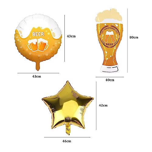ENLACE Globos de cerveza, 5 unidades, globos de cerveza, jarras de cerveza, globos de papel de aluminio, globos en forma de estrella, para cumpleaños, vacaciones, bodas, temáticas de cerveza, fiestas,