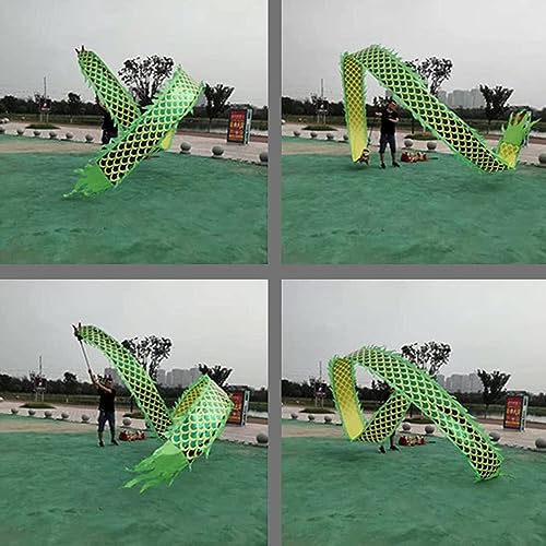 EPANO Cinta De Danza del Dragón 3D China Fitness al Aire Libre Danza del dragón Estampada en Caliente de Doble Cara (Estilo Verde de 6 m / 8 m / 10 m) (Size : 6m)