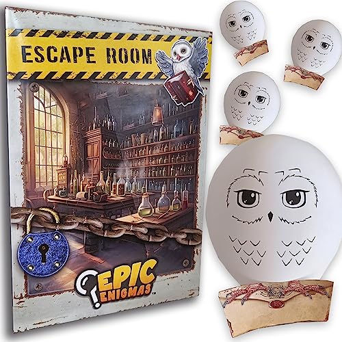 EPIC ENIGMAS | Escape Room para Fiestas | 5 a 12 años | 6-25 Jugadores | Juego Cumpleaños Comunión Infantil | Regalo Original Niños | + Decoracion Cumpleaños Harry mágico