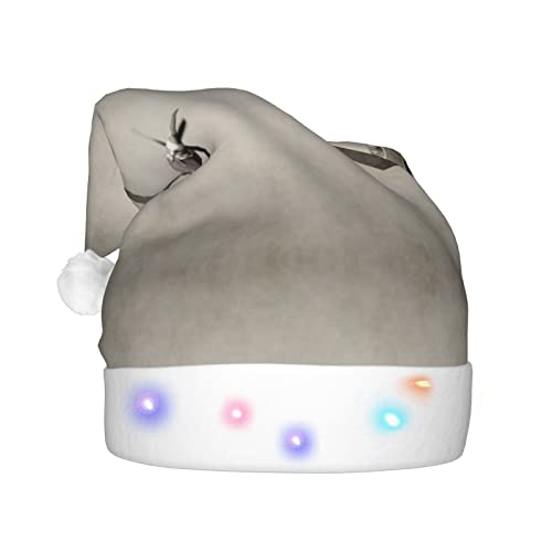 ESASAM Sombrero de Navidad luminoso de felpa para adultos de la Segunda Guerra Mundial, adorno único de ambiente festivo, cálido y cómodo