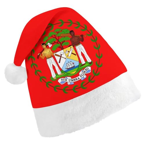 Escudo de armas de Belice gorro de Navidad gorro de Papá Noel gorros de Navidad linda decoración para fiestas de vacaciones adultos