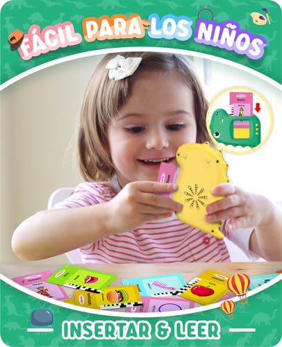 Español Tarjetas Flash Parlantes Juegos Educativos Montessori Infantiles para de Niños 2 3 4 5 6 años, Cuenta con 112 Tarjetas de Doble y 224 Palabras