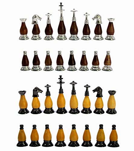 Estatuillas Piezas de Ajedrez con Rey de 8,89 cm Altura Edición de Coleccionista Figuras de Ajedrez Latón y Madera