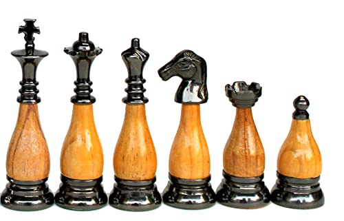 Estatuillas Piezas de Ajedrez con Rey de 8,89 cm Altura Edición de Coleccionista Figuras de Ajedrez Latón y Madera