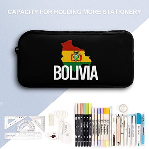 Estuche para lápices de Bolivia con diseño de mapa y bandera de Bolivia