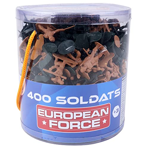 EUROPEAN FORCE - 400 Pequeños Soldados - Soldados - 080228 - Kaki - Plástico - Militar - Juguete Niño - Miniatura - 3,5 cm x 3,5 cm - A Partir de 3 años.