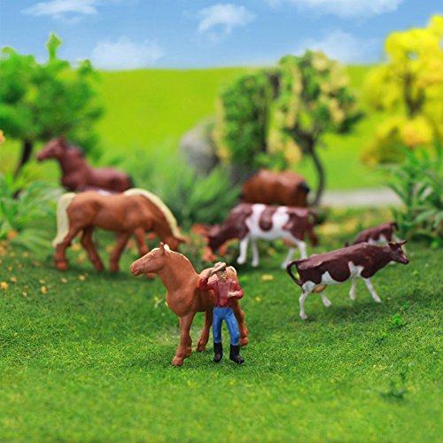 Evemodel 1 Set de Personas y Animales de Granja, AN8705 36Piezas Escala 1:87 Vacas y Caballos Bien Pintados para Maquetas de Trenes y Paisajes en Miniatura en Escala HO Nuevas