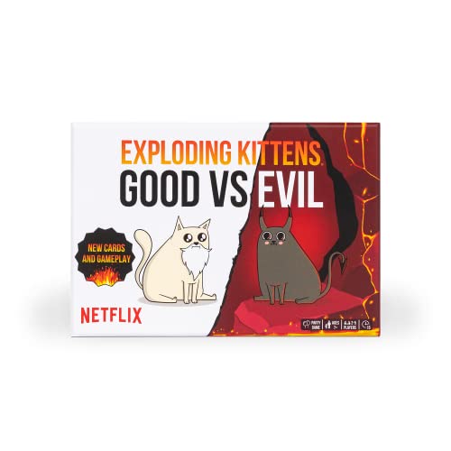 Exploding Kittens Good vs. Evil - 55 Cartas inspiradas en la Serie de Netflix - Eleva Nuevos Personajes - Juegos Familiares para Niños y Adultos