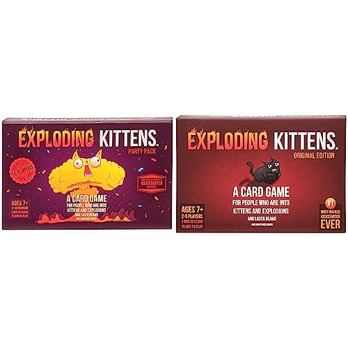 Exploding Kittens Party Pack by Card Games for Adults Teens & Kids - Fun Family Games - A Russian Roulette Card Game & Original Edition by - Card Games for Adults Teens & Kids - Fun Family Games