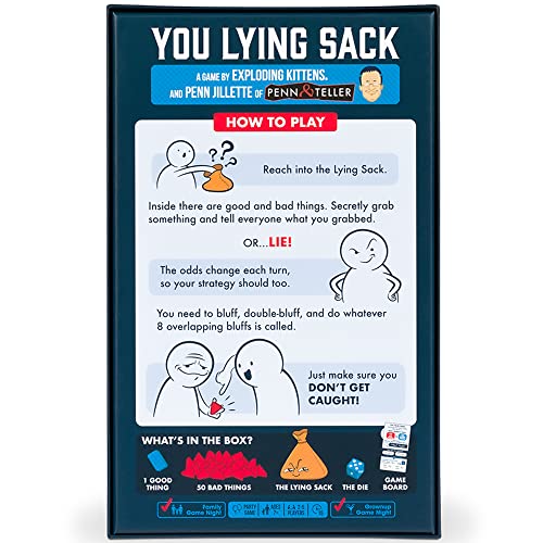 Exploding Kittens You Lying Sack by An Honest to Goodness Game About Lying - Outsmart Your Opponents in This Fun Game for Adults Teens & Kids - Fun Family Games