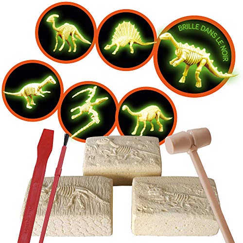 EXPLORA - Dinosaurios fosforescentes - Kit de paleontólogo - 039400 - Yeso para excavar - Kit de Descubrimiento - Juego para niños - Científico - Educativo - Aventura - Juguete - A Partir de 5 años