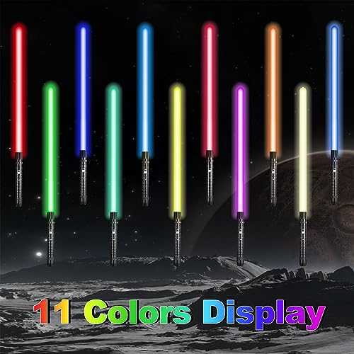 Fachmach Espada Laser Lightsaber RGB 11 Colores con Sonido de Combate y Mango de Metal Sable de luz para Festivales,Regalos de Cumpleaños y Navidad Cosplay Niños Adultos-Negro