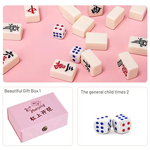 FainFun Mahjong Set, Juegos de Mesa Juego Chino Mahjong, Juego Fichas Mahjong Pequeño y Portátil Consta de 4 Jugadores, Juego de Mesa Adecuado para el Hogar, al Aire Libre, Viajes