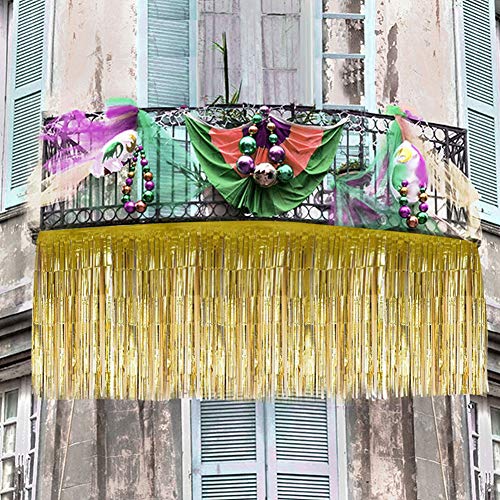 Falda de Mesa Decorativa con Borlas para Mesa Redonda Rectangular, Cumpleaños, Boda, Fiesta (Dorado) (Color Dorado)