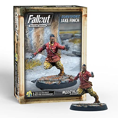 Fallout Wasteland Warfare: Survivors Jake Finch - Miniatura de resina sin pintar, RPG, incluye base escénica, figura de escala de 32 mm, minifigura de juego de rol de mesa